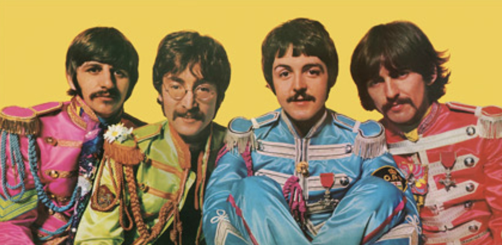 The Beatles on the back cover of the “Sgt. Peppers” album